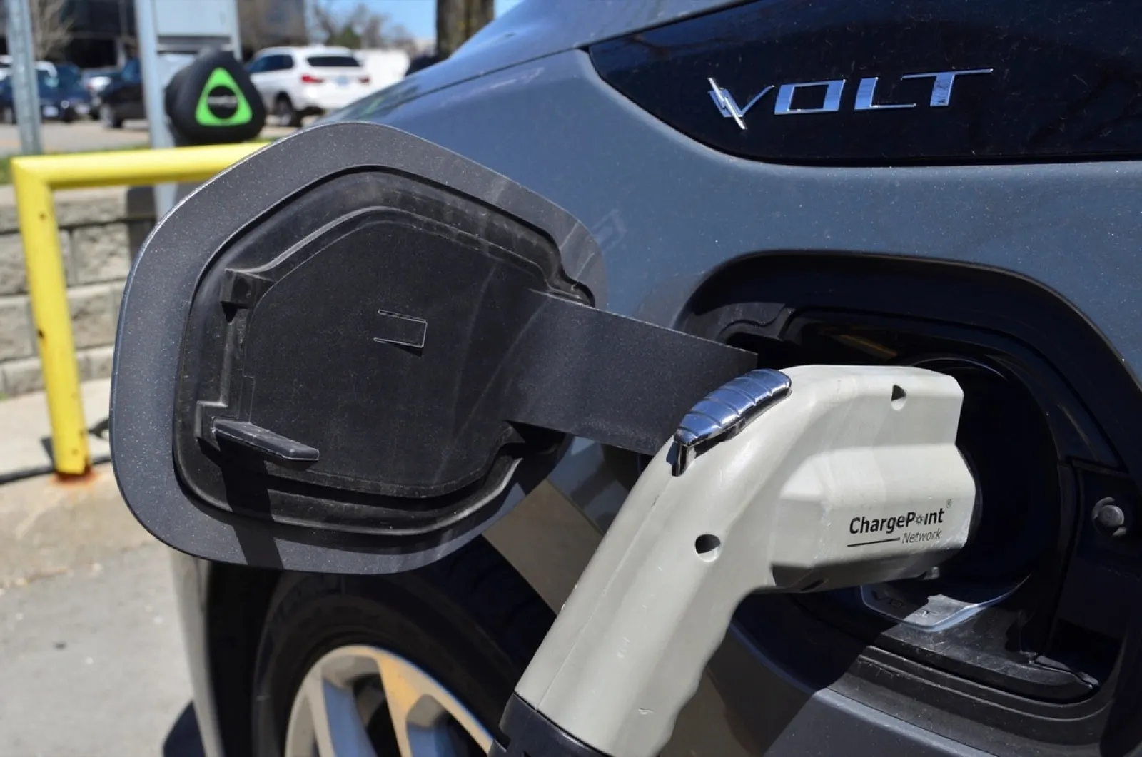 An electric car charging