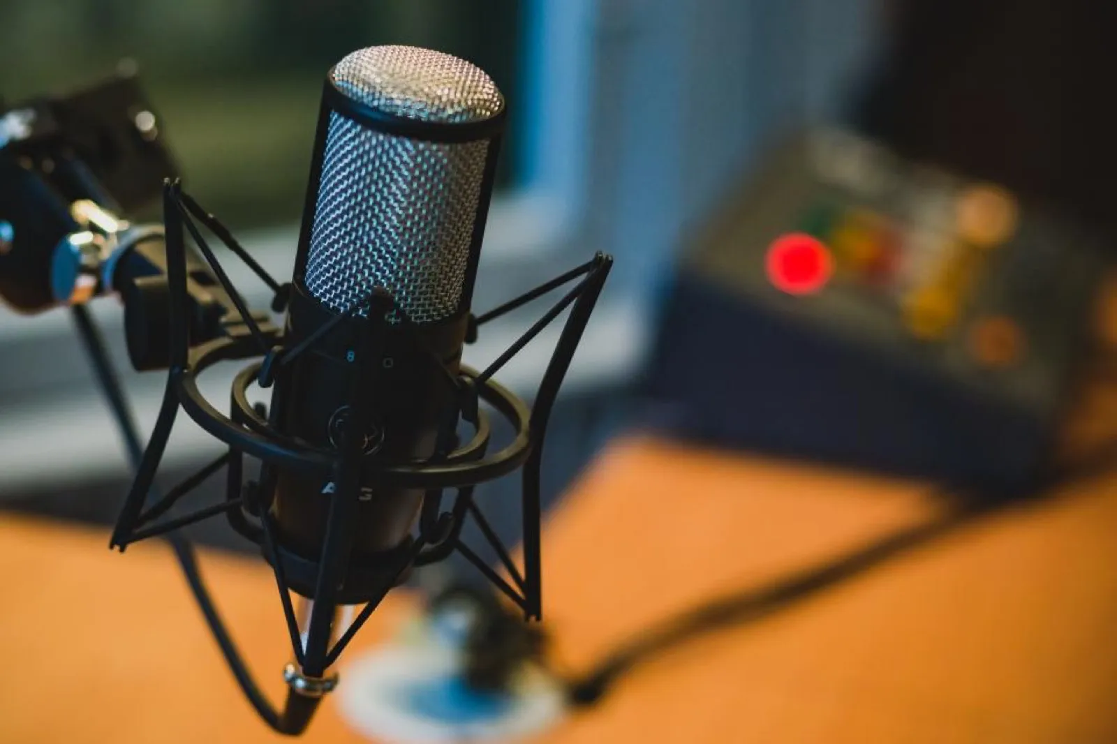 A microphone on a stage