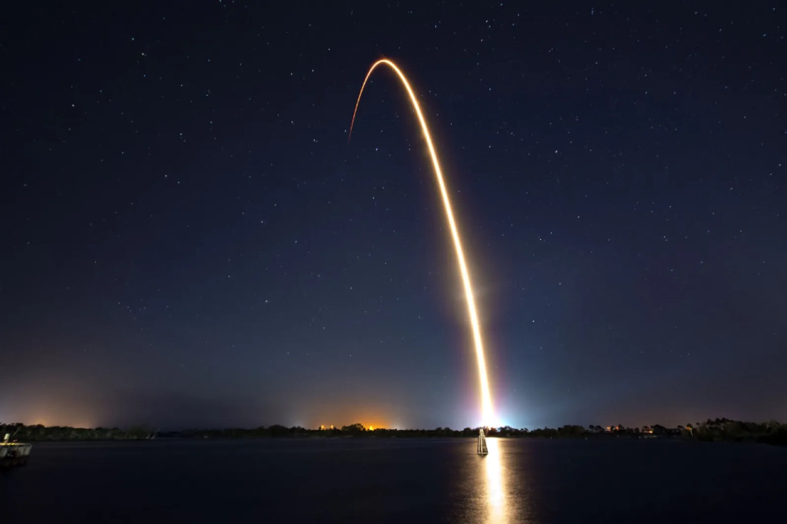 A rocket launching into the sky