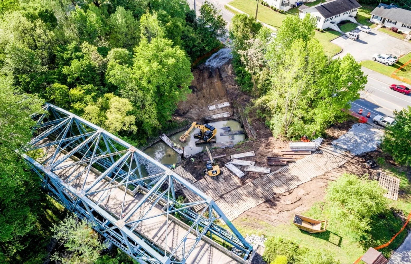 A construction site in a forest